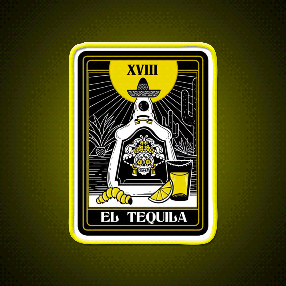 Drink Mexican Tequila Death Tarot Card Teller Party Drink Tequila Led Neon Sign Rgb Color - Custom LED neon sign front view