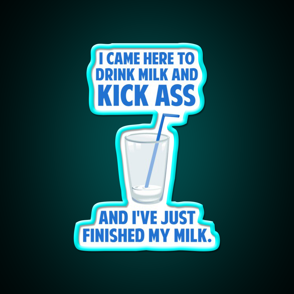 Drink Milk And Kick Ass Man Cave Bar Led Neon Sign Rgb Color