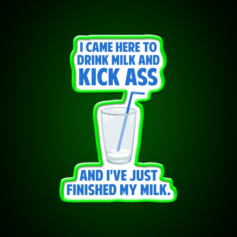 Drink Milk And Kick Ass Man Cave Bar Led Neon Sign Rgb Color
