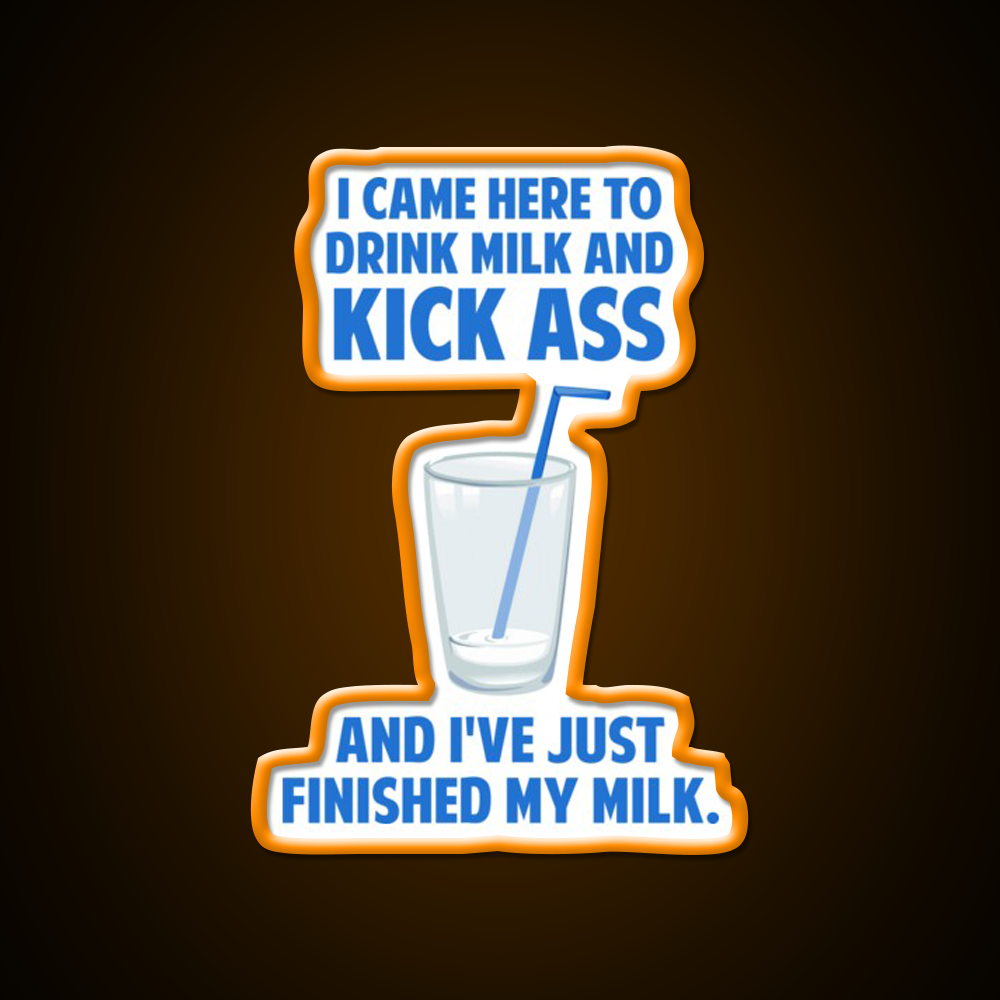 Drink Milk And Kick Ass Man Cave Bar Led Neon Sign Rgb Color