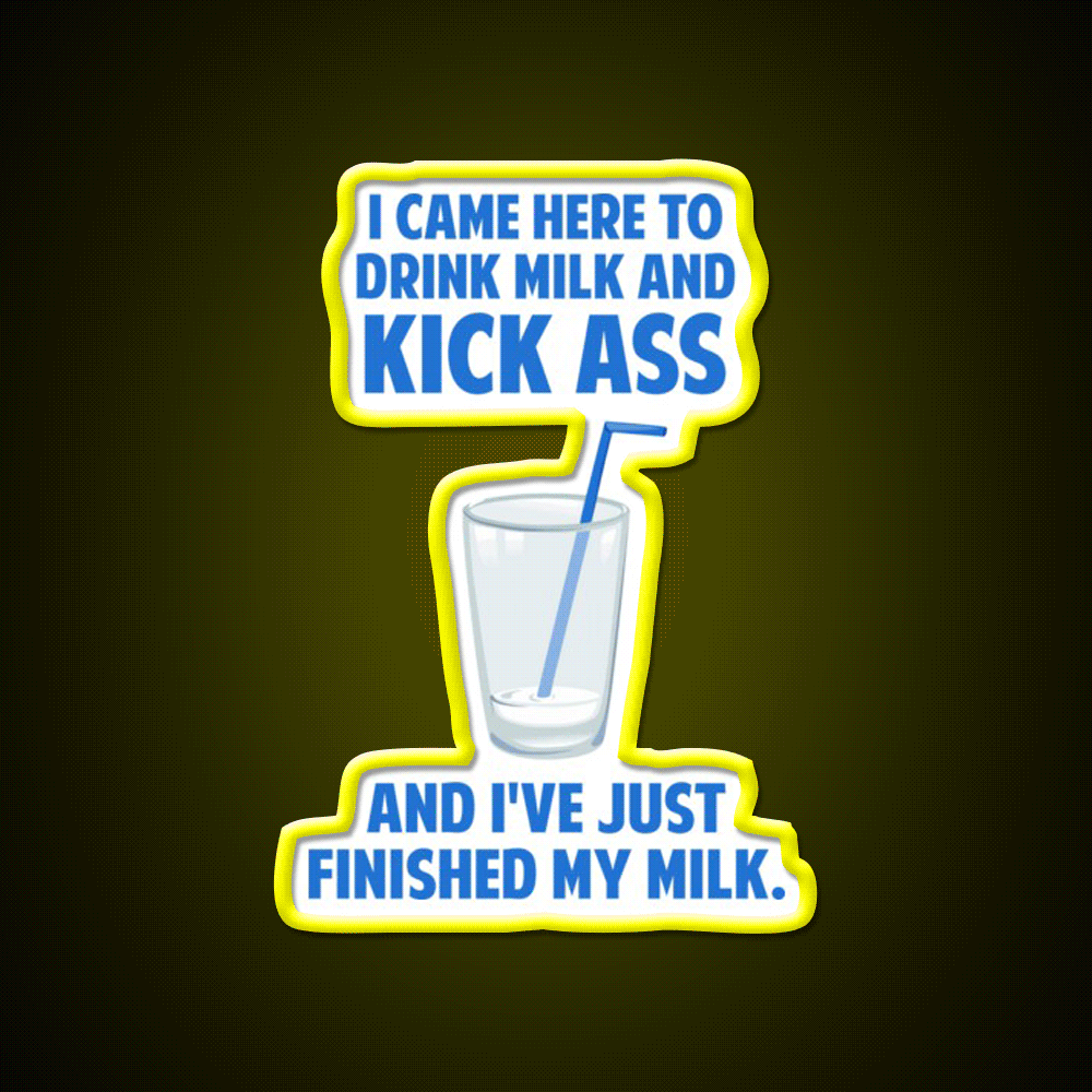 Drink Milk And Kick Ass Man Cave Bar Led Neon Sign Rgb Color