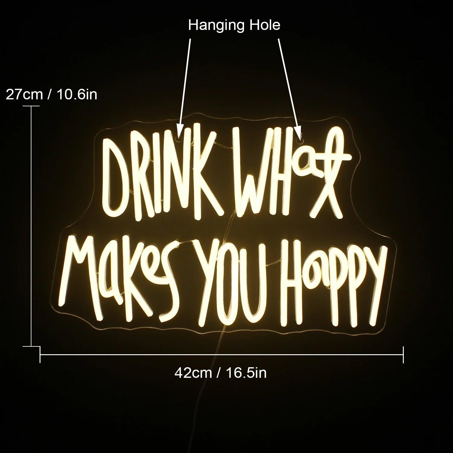 Drink What Makes You Happy Warm Yellow Led Neon Sign For Bar Cafe Home Decor | Shineneon