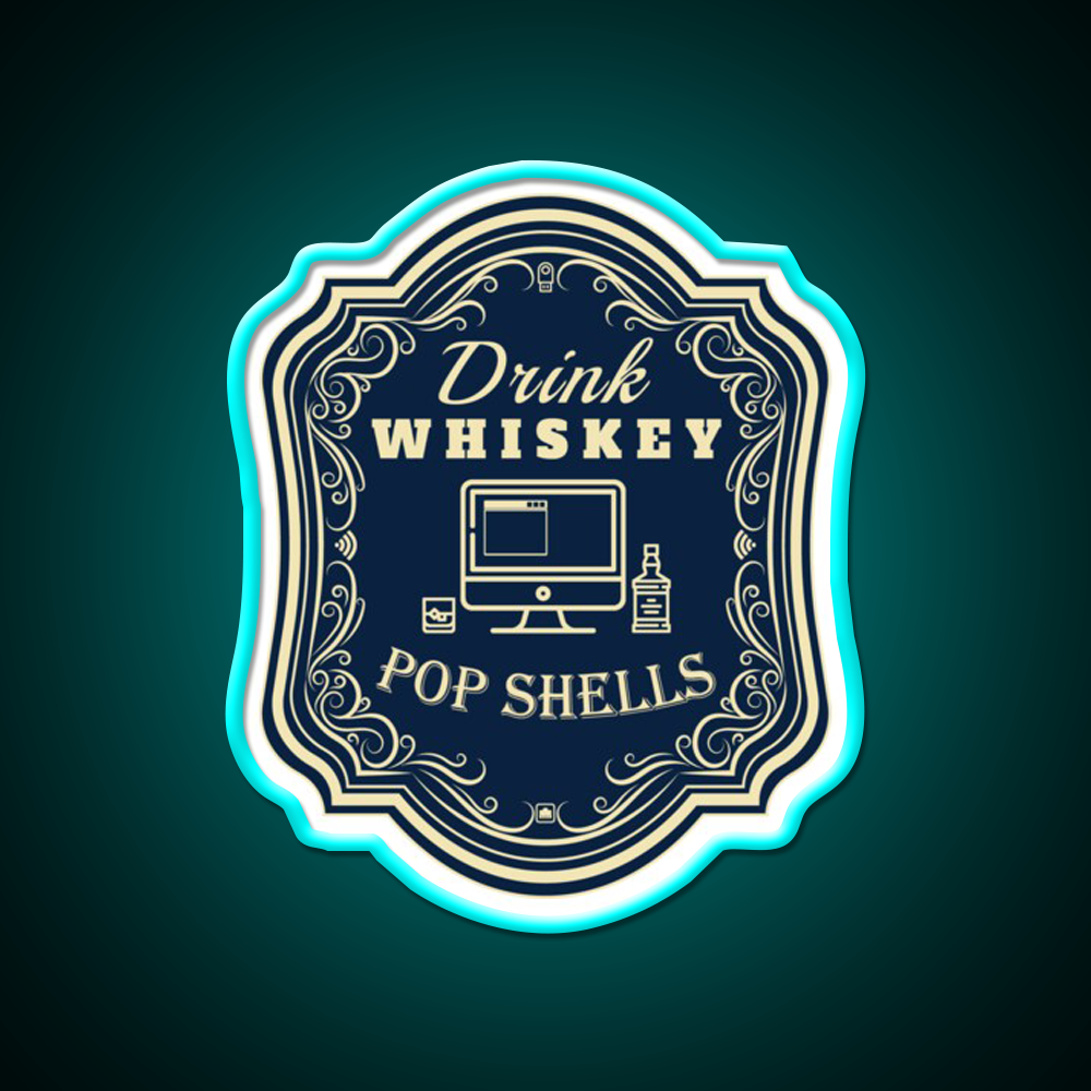 Drink Whiskey Pop Shells Whiskey Drink Bar Led Neon Sign Rgb Color