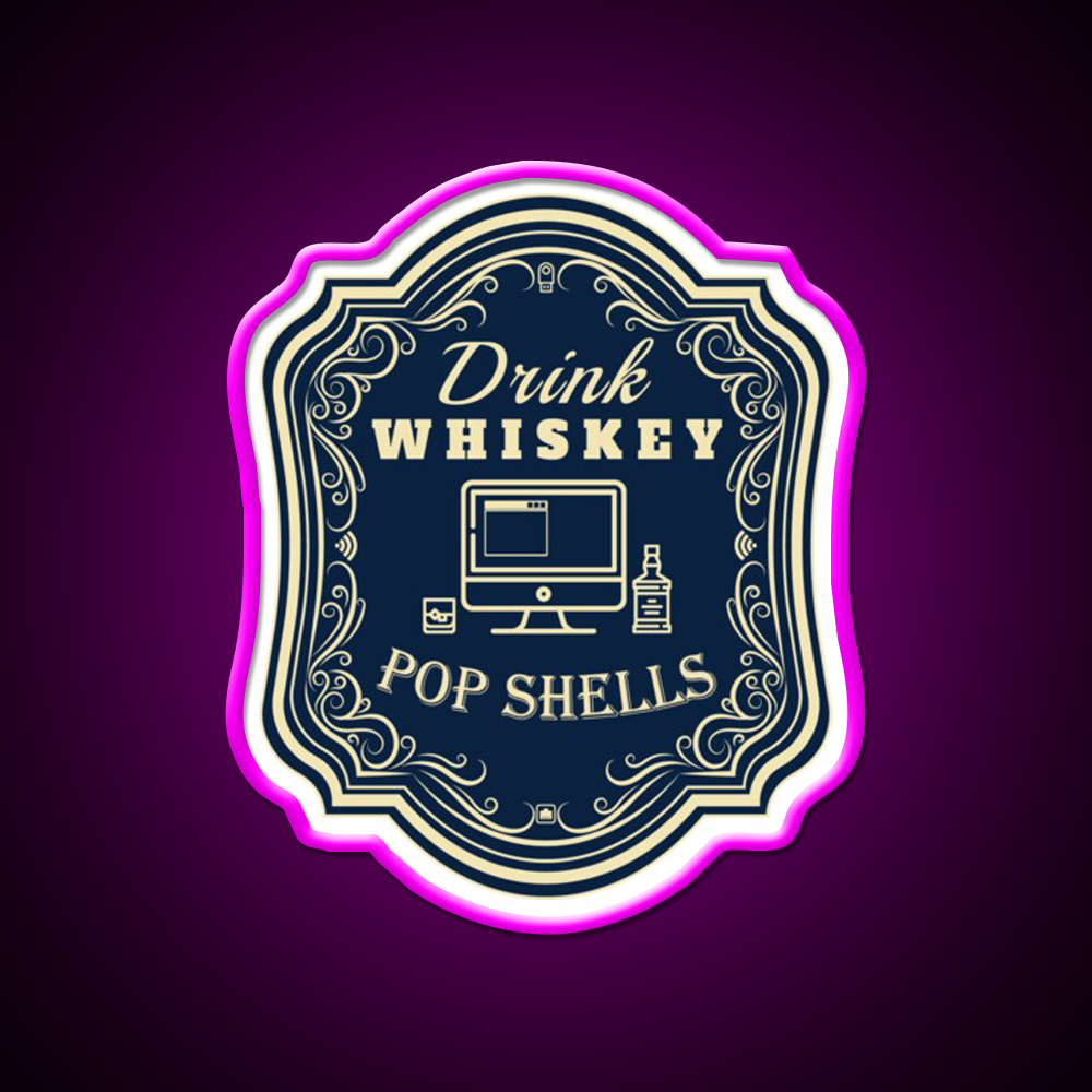 Drink Whiskey Pop Shells Whiskey Drink Bar Led Neon Sign Rgb Color