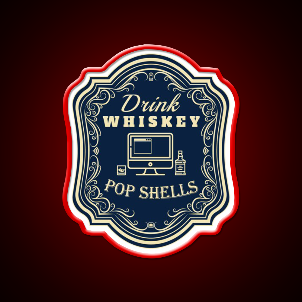 Drink Whiskey Pop Shells Whiskey Drink Bar Led Neon Sign Rgb Color