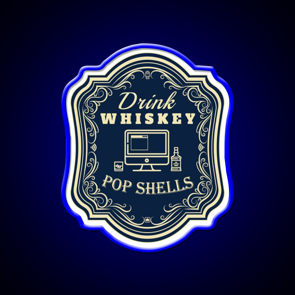 Drink Whiskey Pop Shells Whiskey Drink Bar Led Neon Sign Rgb Color - Shineneon
