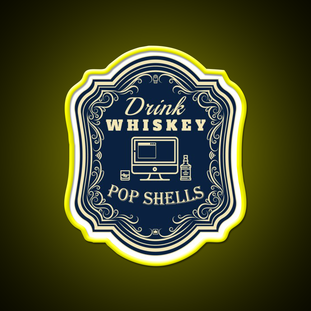 Drink Whiskey Pop Shells Whiskey Drink Bar Led Neon Sign Rgb Color