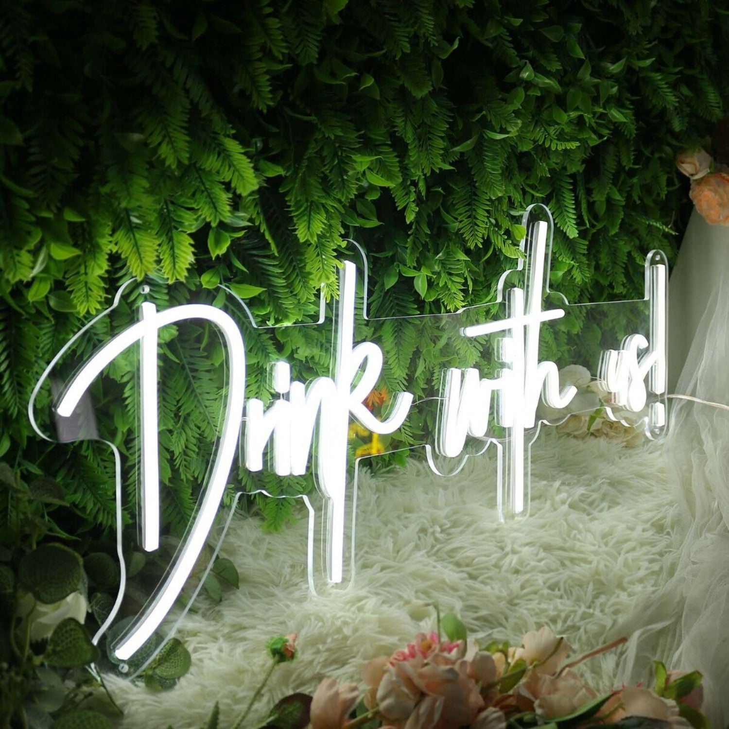 Drink With Us White Led Neon Sign - Shineneon