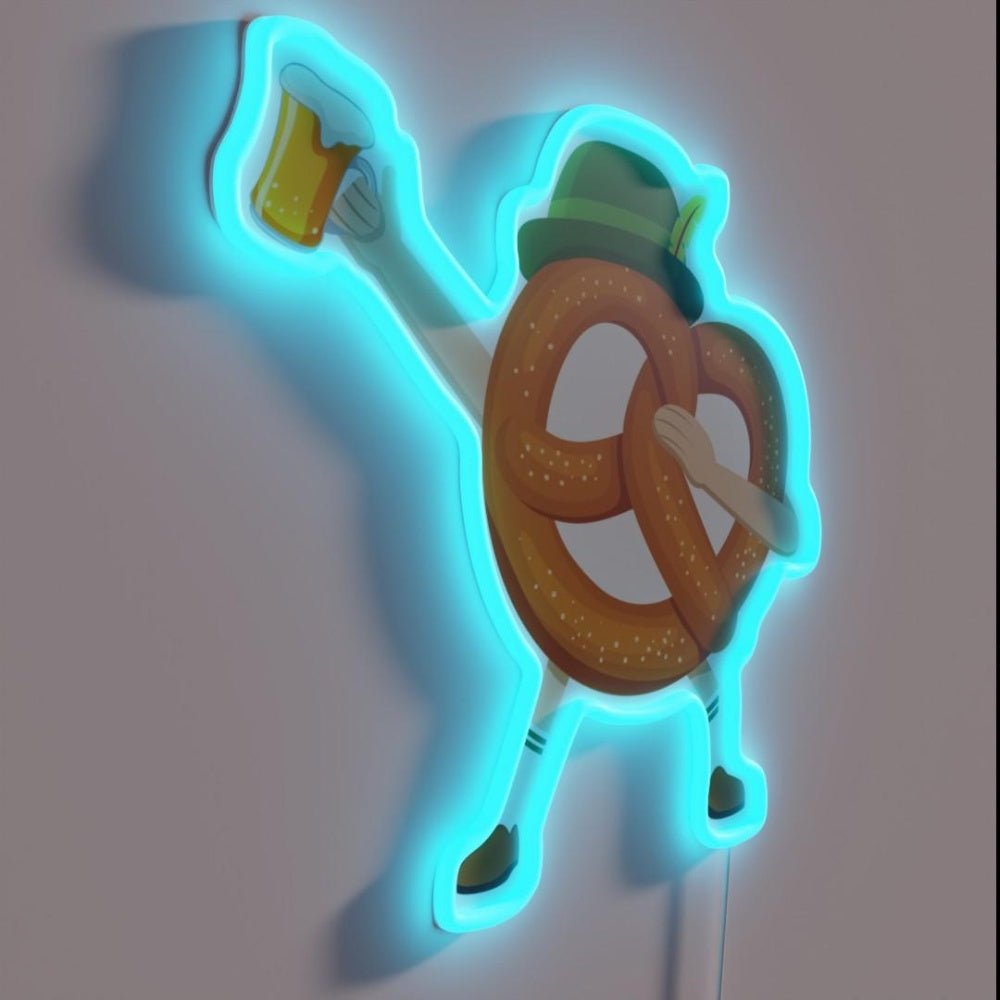 Drinking Bavarian Pretzel Wearing An Alpine Hat Led Neon Sign - Shineneon