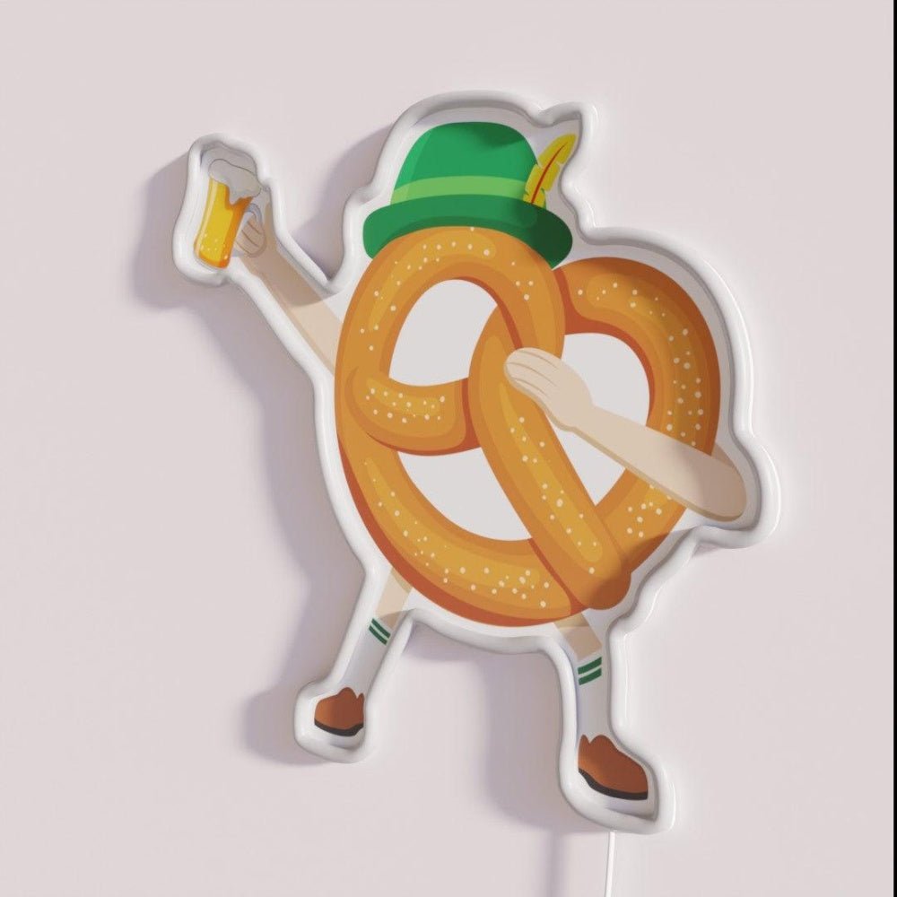 Drinking Bavarian Pretzel Wearing An Alpine Hat Led Neon Sign - Shineneon