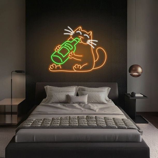 Drinking Cat Led Neon Sign - Shineneon