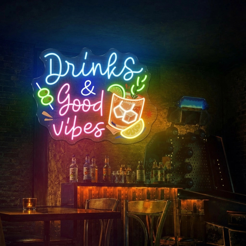 Drinks And Good Vibes LED Neon Sign - 01 Original Product Image