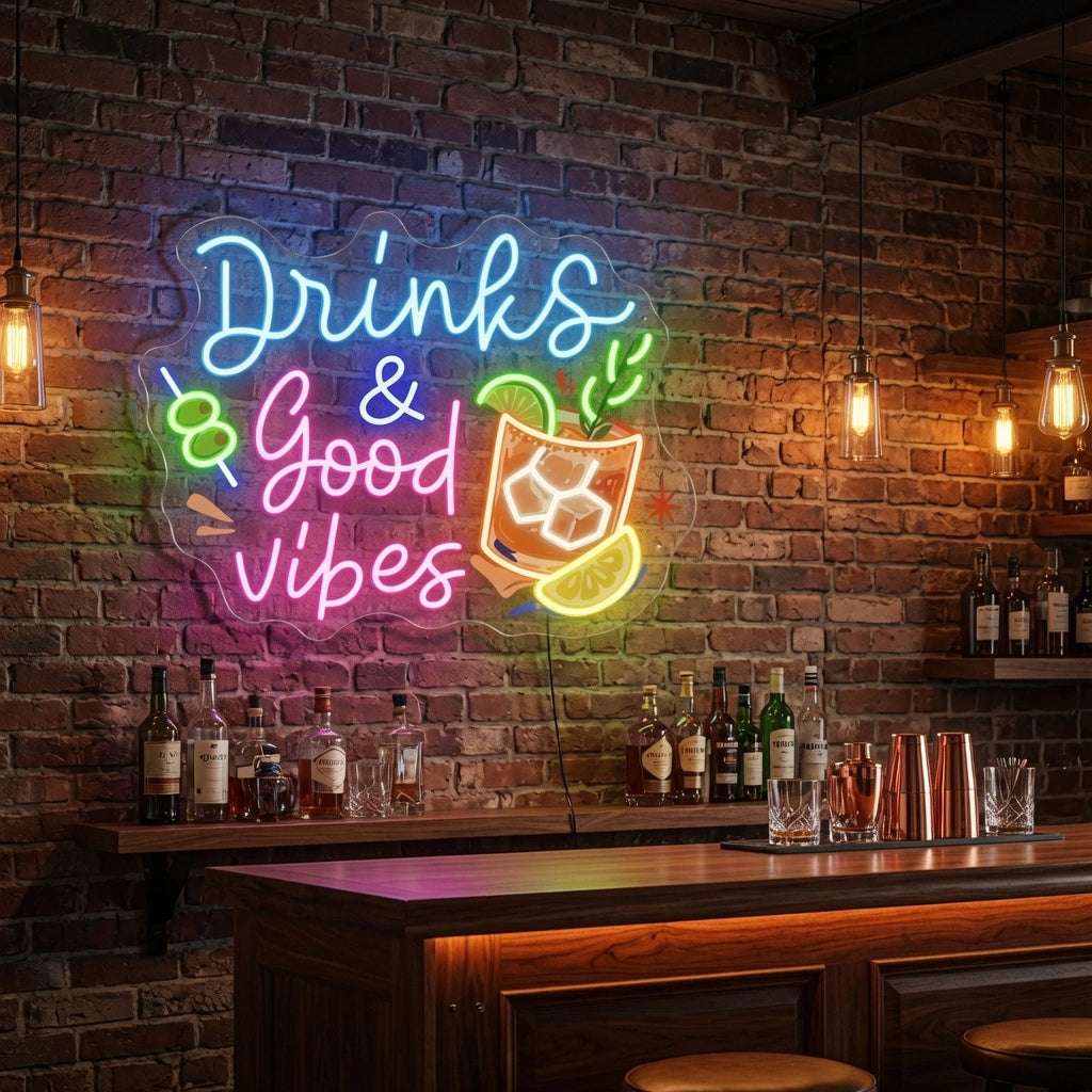 Drinks And Good Vibes LED Neon Sign - 02 High-Converting Product Image