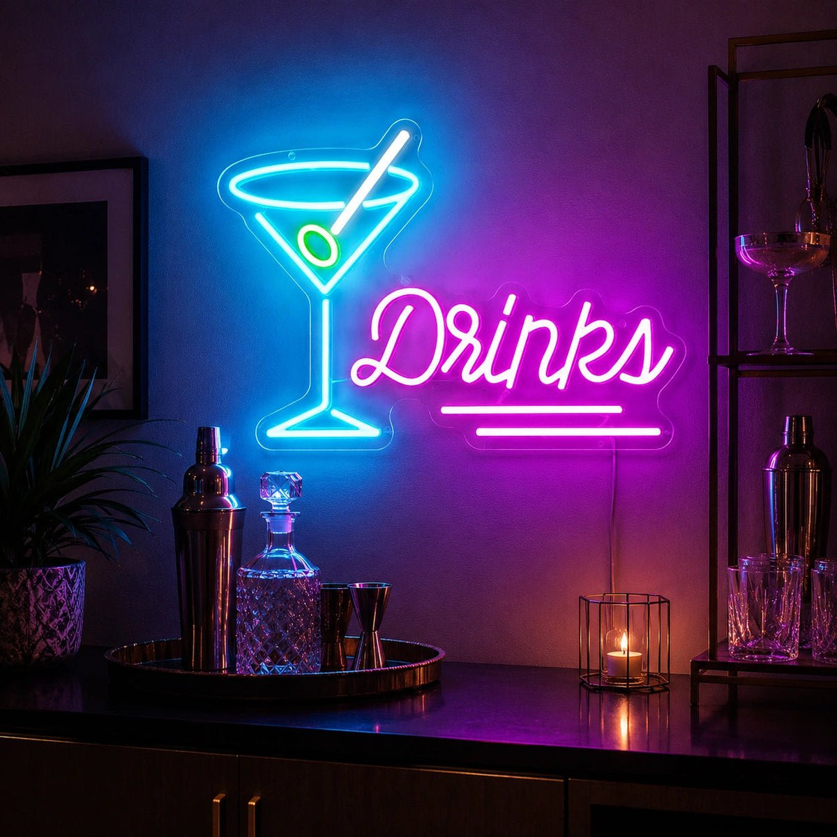 Drinks Martini Glass Man Cave LED Neon Sign - Shineneon