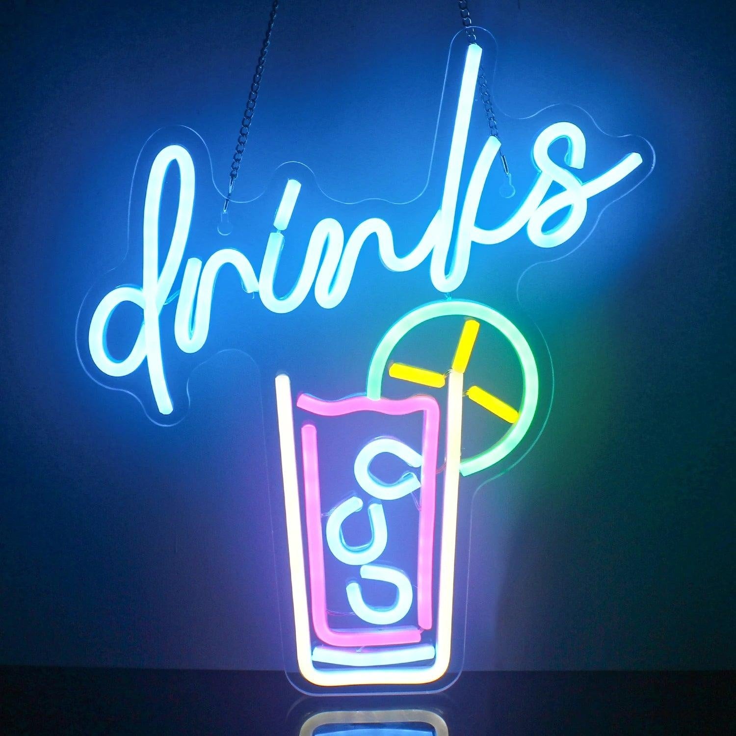 Drinks Neon Cocktail Cup With Lemon Bubbles Led Neon Sign For Cafe Bar Home Decor | Shineneon