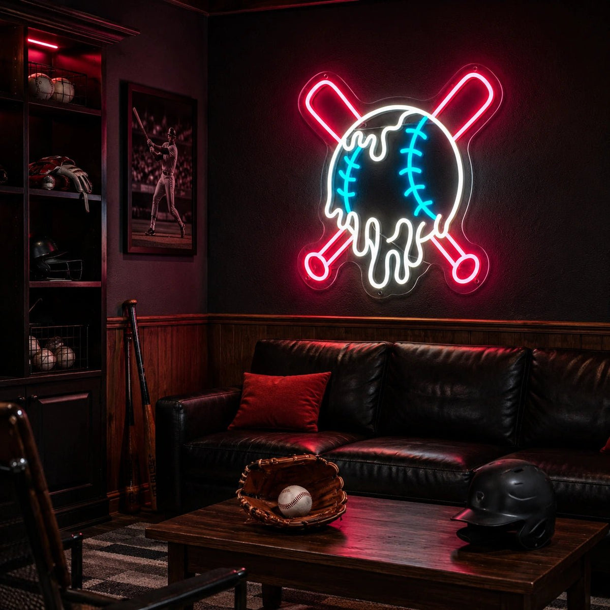 Dripping Baseball Crossed Bats LED Neon Sign - Shineneon