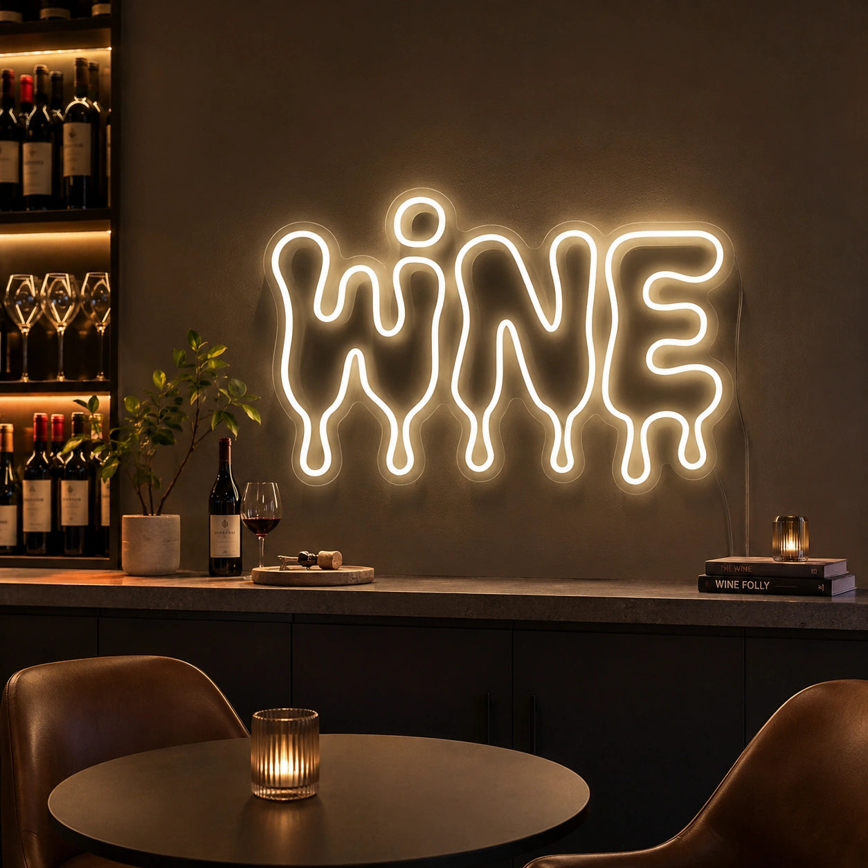 Dripping Wine Text LED Neon Sign size image