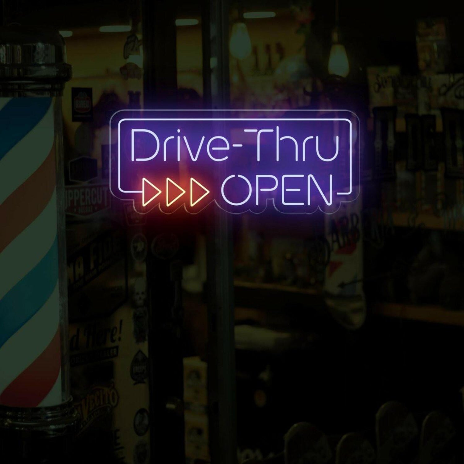 Drive-Thru Open White Red Led Neon Sign For Commercial Storefront | Shineneon
