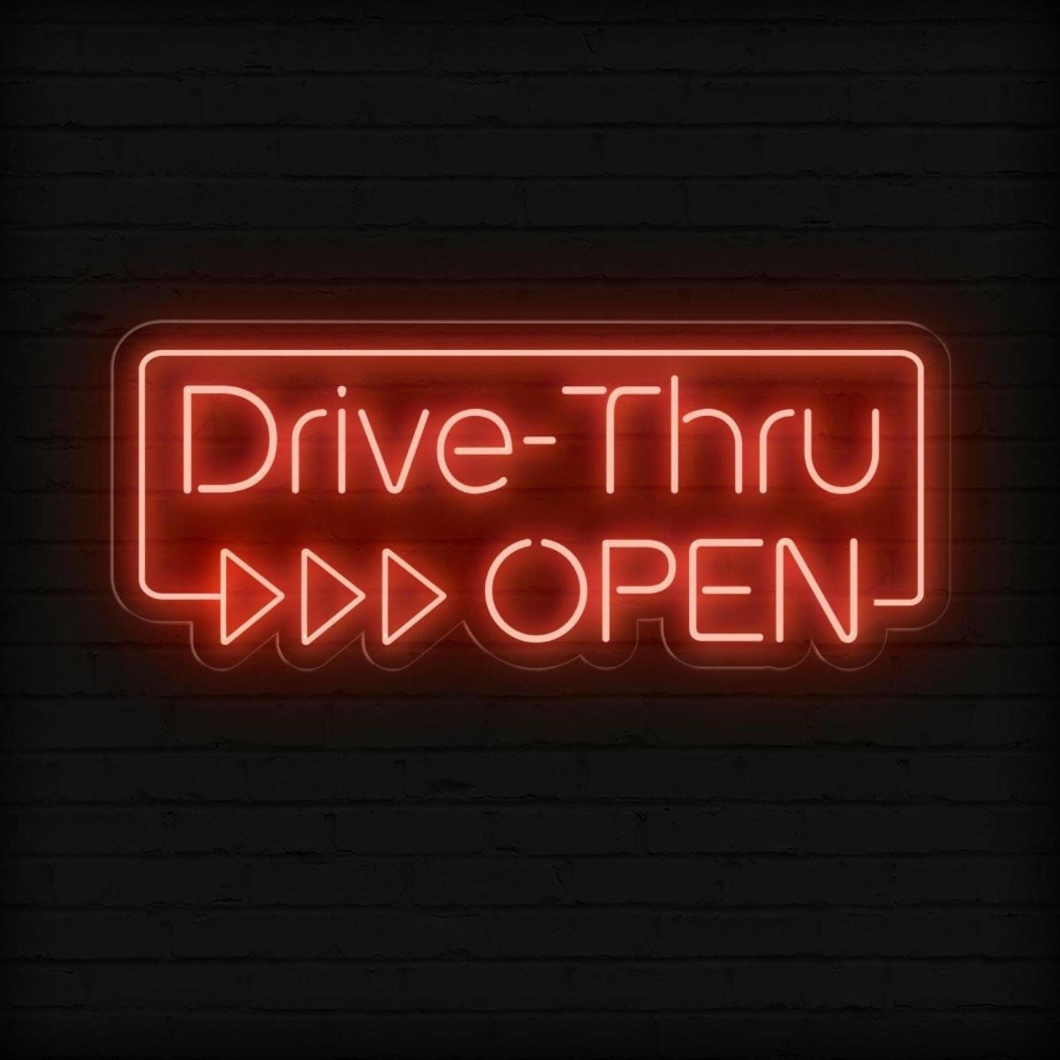 Drive-Thru Open White Red Led Neon Sign For Commercial Storefront | Shineneon