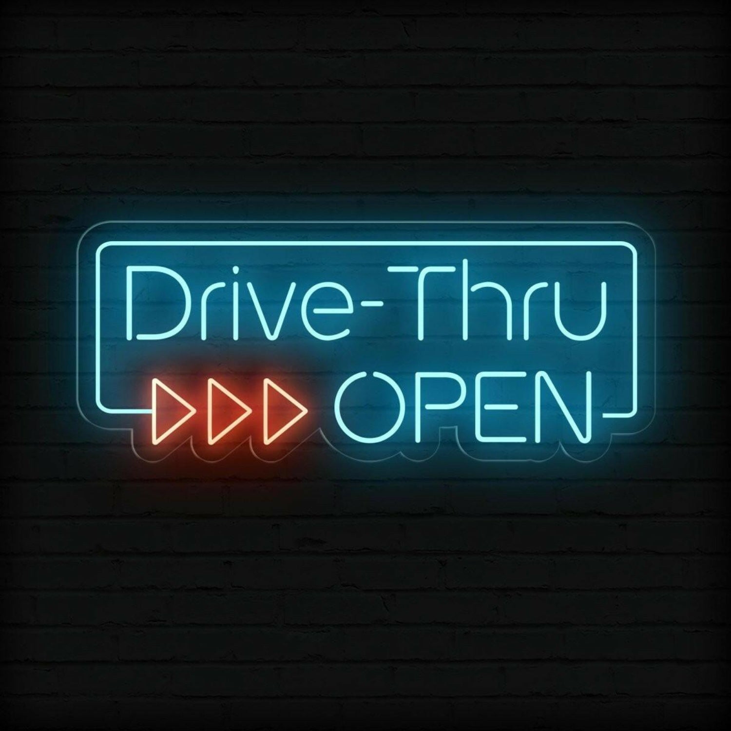 Drive-Thru Open White Red Led Neon Sign For Commercial Storefront | Shineneon