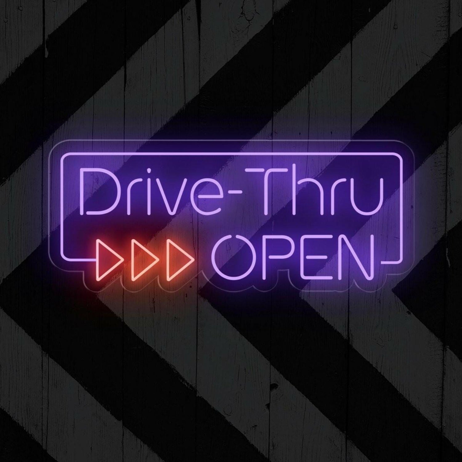 Drive-Thru Open White Red Led Neon Sign For Commercial Storefront | Shineneon