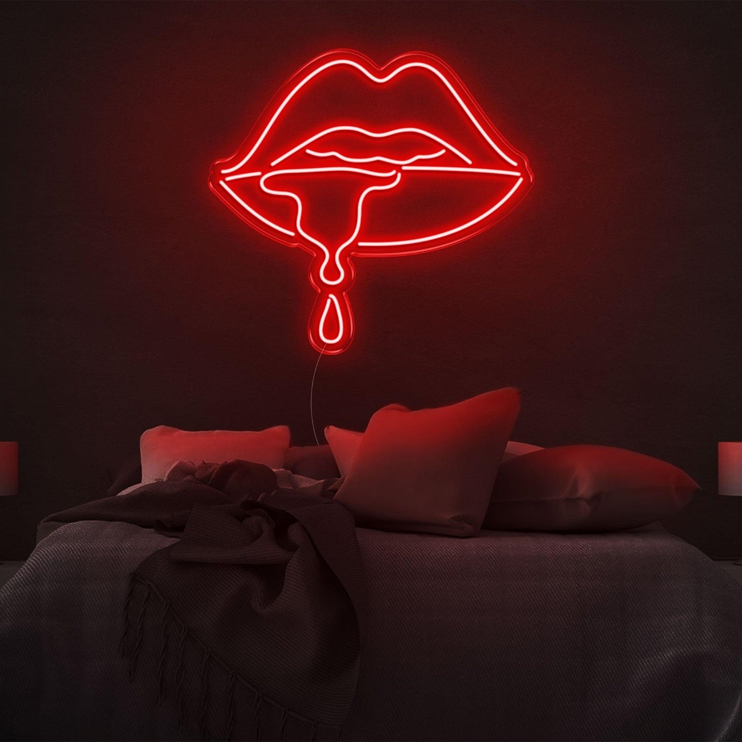 Drool Purple-Pink Lips Dripping Led Neon Sign For Modern Bedroom Decor | Shineneon