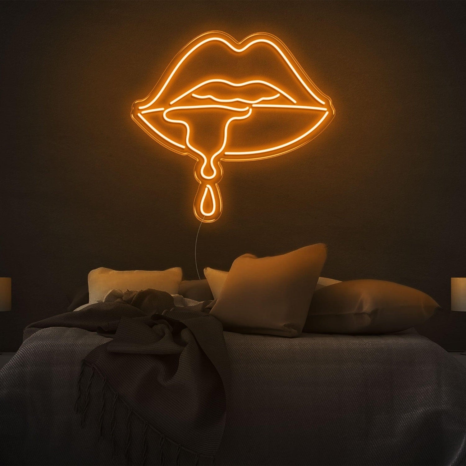 Drool Purple-Pink Lips Dripping Led Neon Sign For Modern Bedroom Decor | Shineneon