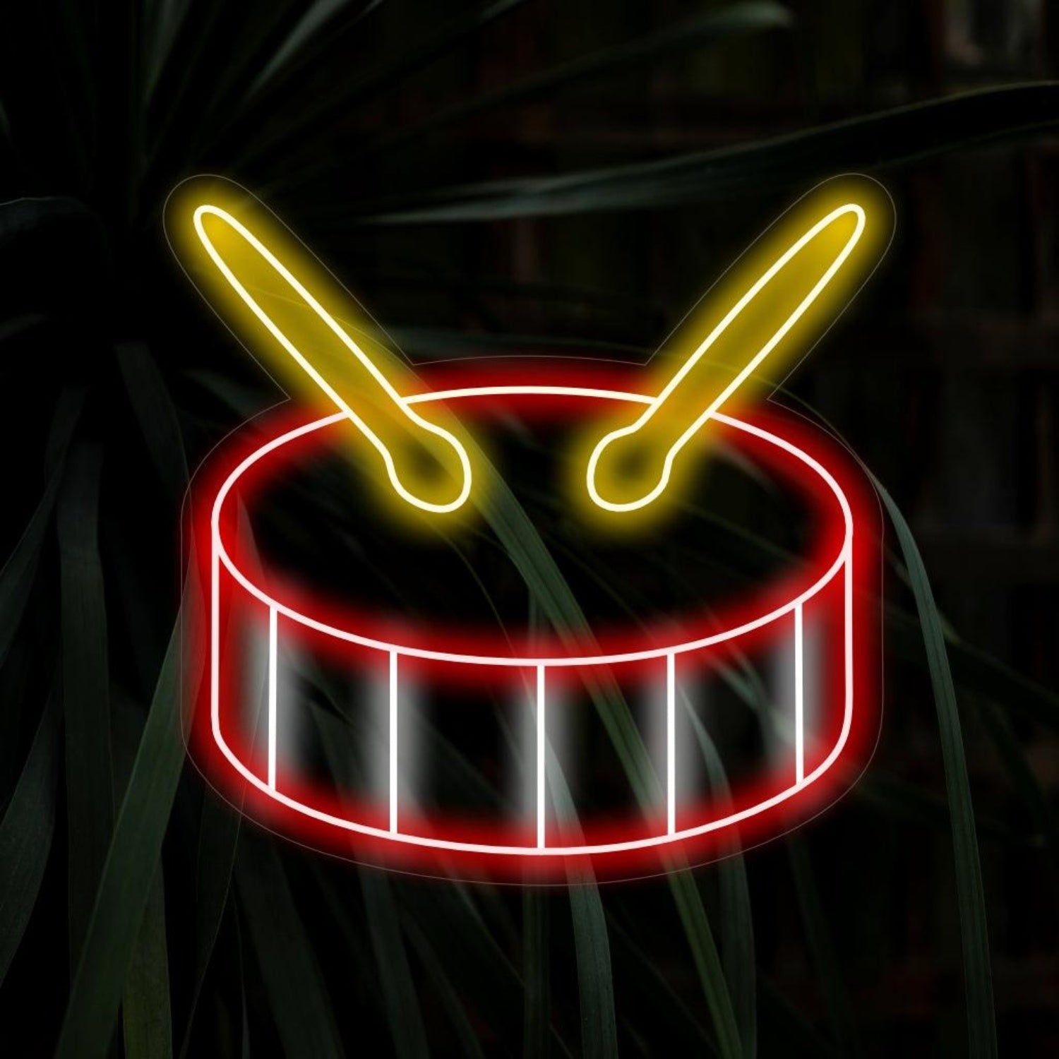 Drum With Sticks Red-Yellow Led Neon Sign For Music Studio Bar Home Decor | Shineneon