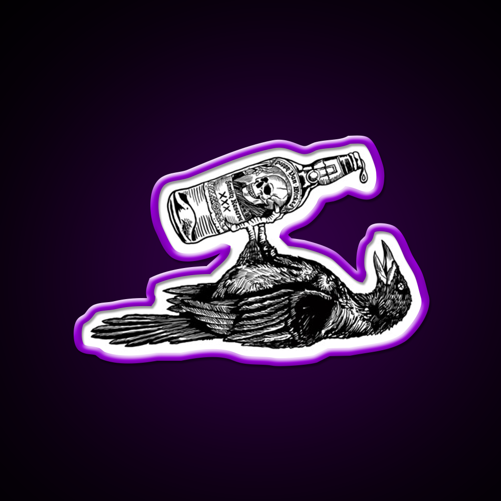 Drunk Crow Whiskey Drink Bar Led Neon Sign Rgb Color