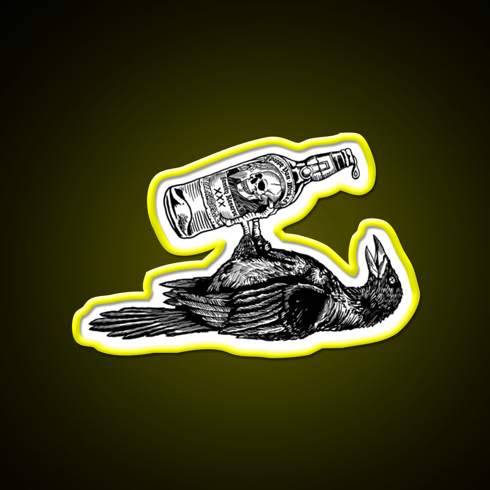 Drunk Crow Whiskey Drink Bar Led Neon Sign Rgb Color