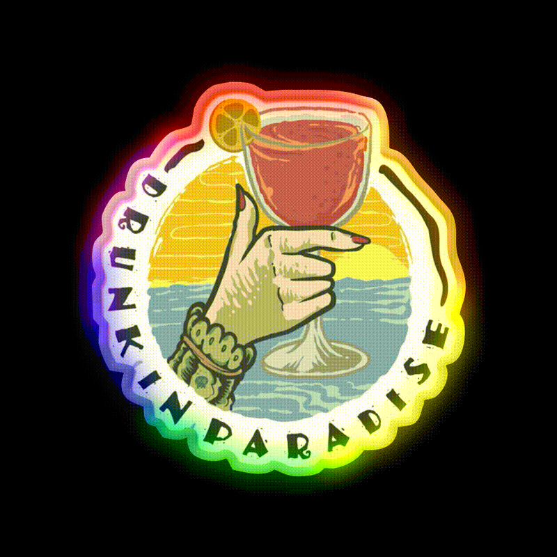 Drunk In Paradise Party Drink Tequila Led Neon Sign Rgb Color - LED neon sign close-up detail