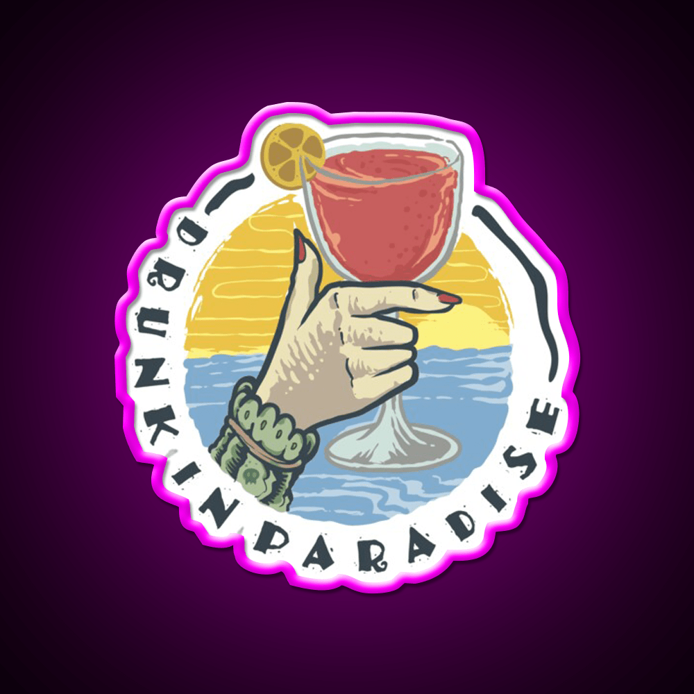 Drunk In Paradise Party Drink Tequila Led Neon Sign Rgb Color - Shineneon
