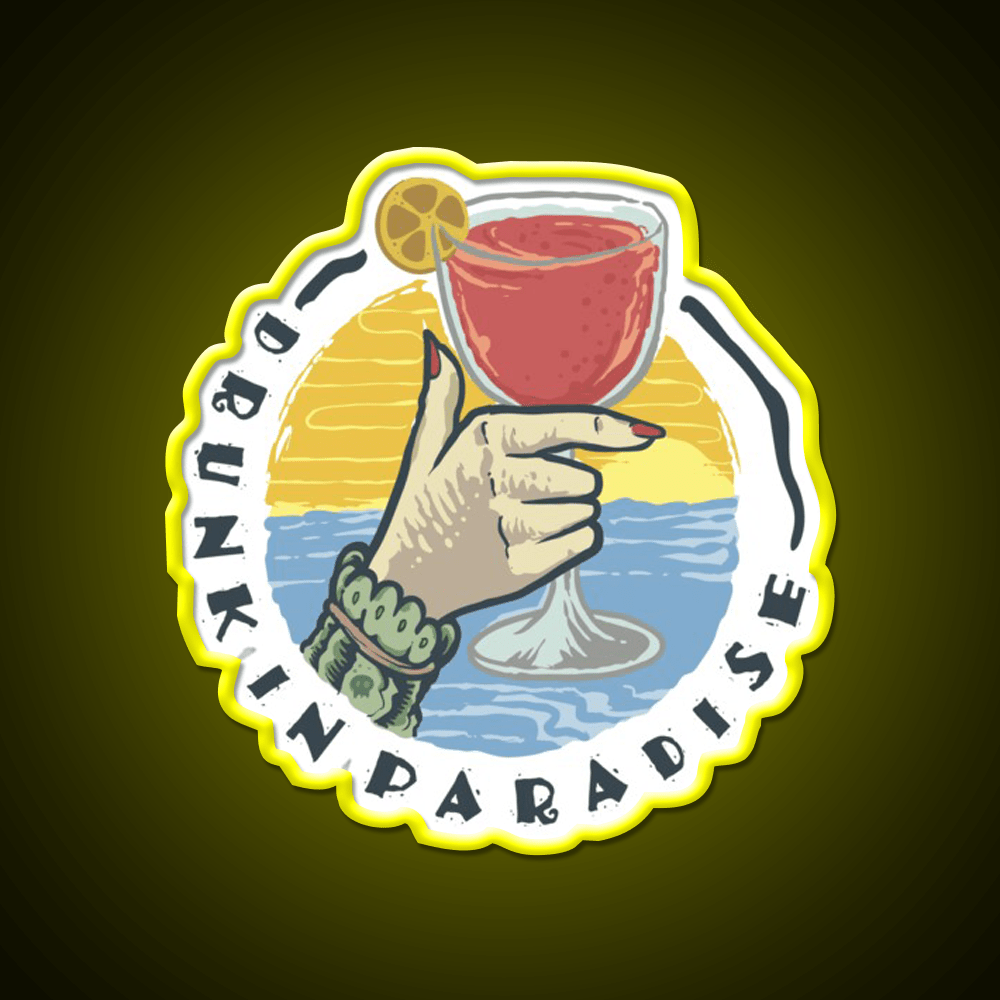 Drunk In Paradise Party Drink Tequila Led Neon Sign Rgb Color - Shineneon