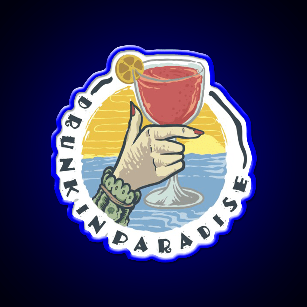 Drunk In Paradise Party Drink Tequila Led Neon Sign Rgb Color - Shineneon