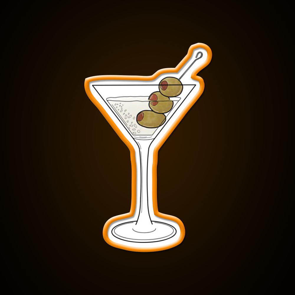 Dry Martini Glass With Olives Cocktail Bar Decor Led Neon Sign Rgb Color - LED neon sign view 6