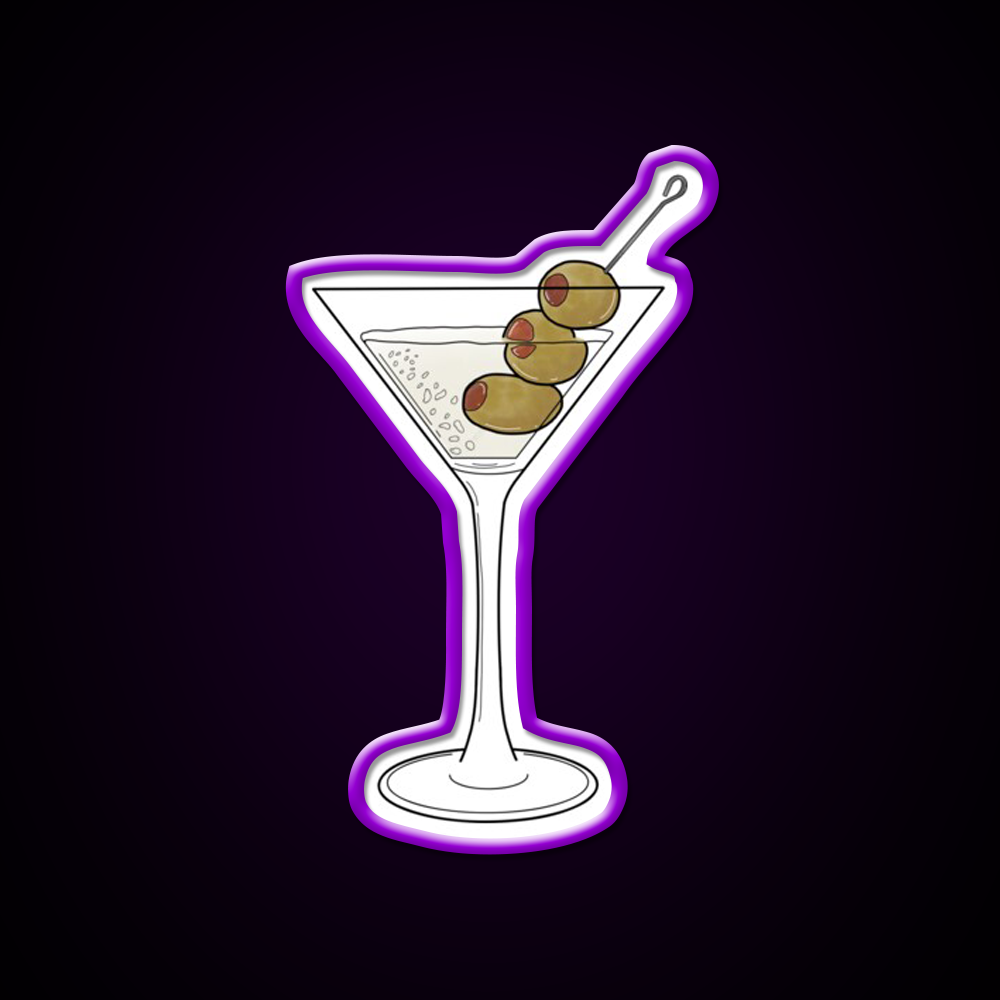 Dry Martini Glass With Olives Cocktail Bar Decor Led Neon Sign Rgb Color - LED neon sign view 9