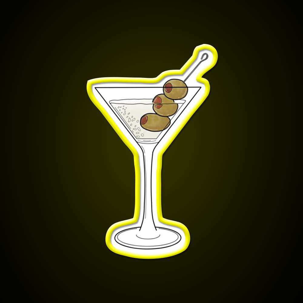 Dry Martini Glass With Olives Cocktail Bar Decor Led Neon Sign Rgb Color - LED neon sign view 7