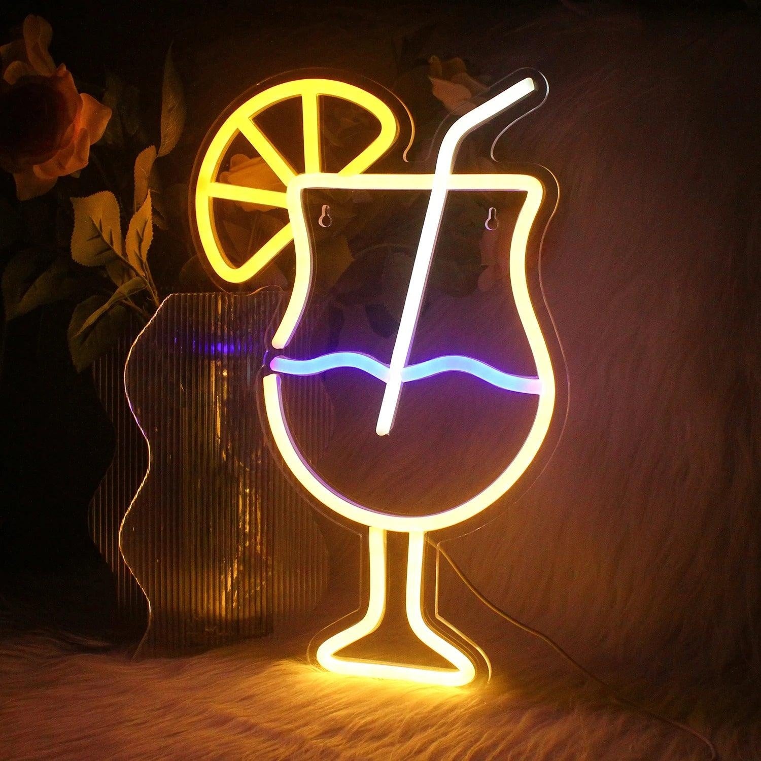 Dual-Color Drink Cup Led Neon Sign Modern Home Bar Decor | Shineneon