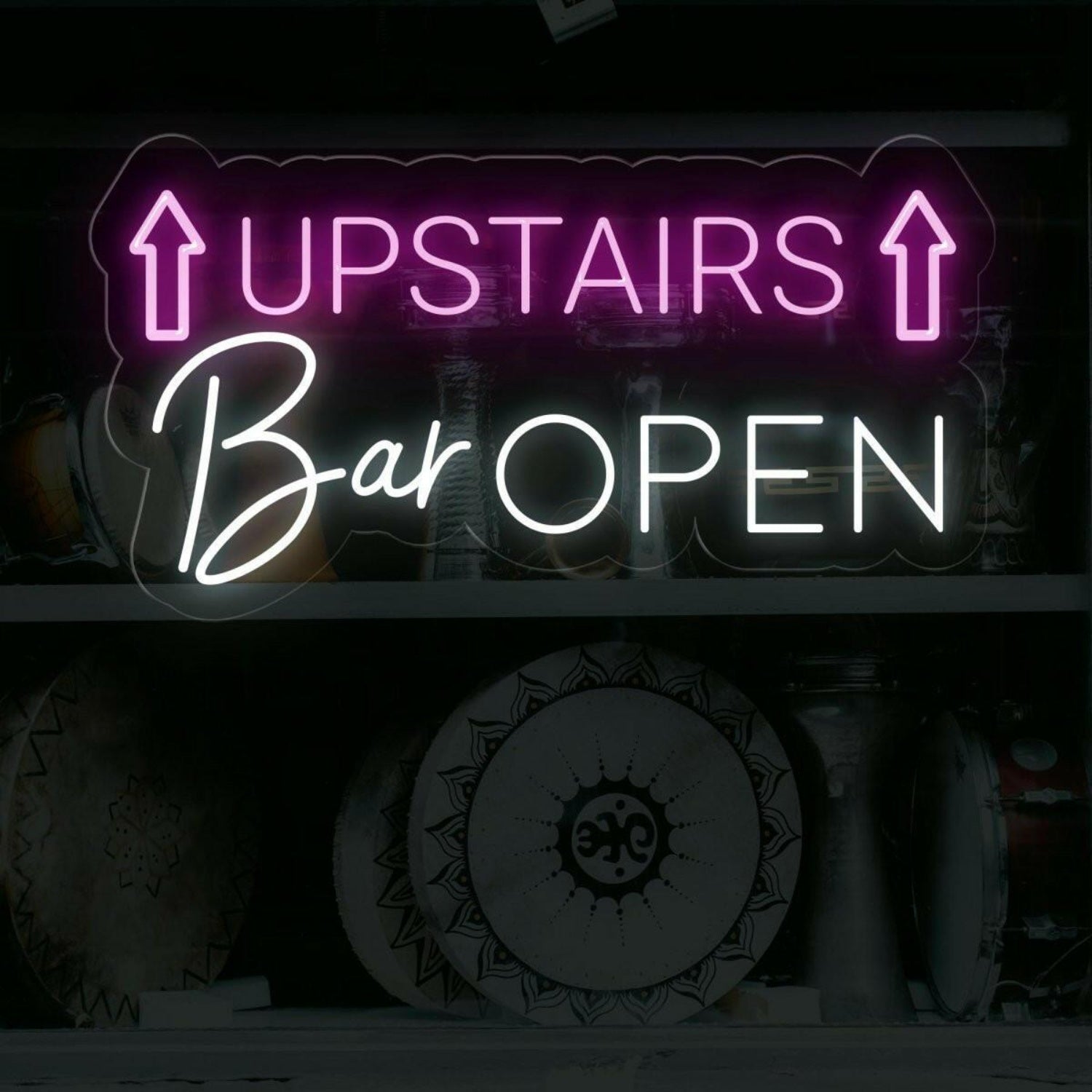 Dual-Color Upstairs Bar Open Led Neon Sign For Indoor Bar Decor | Shineneon