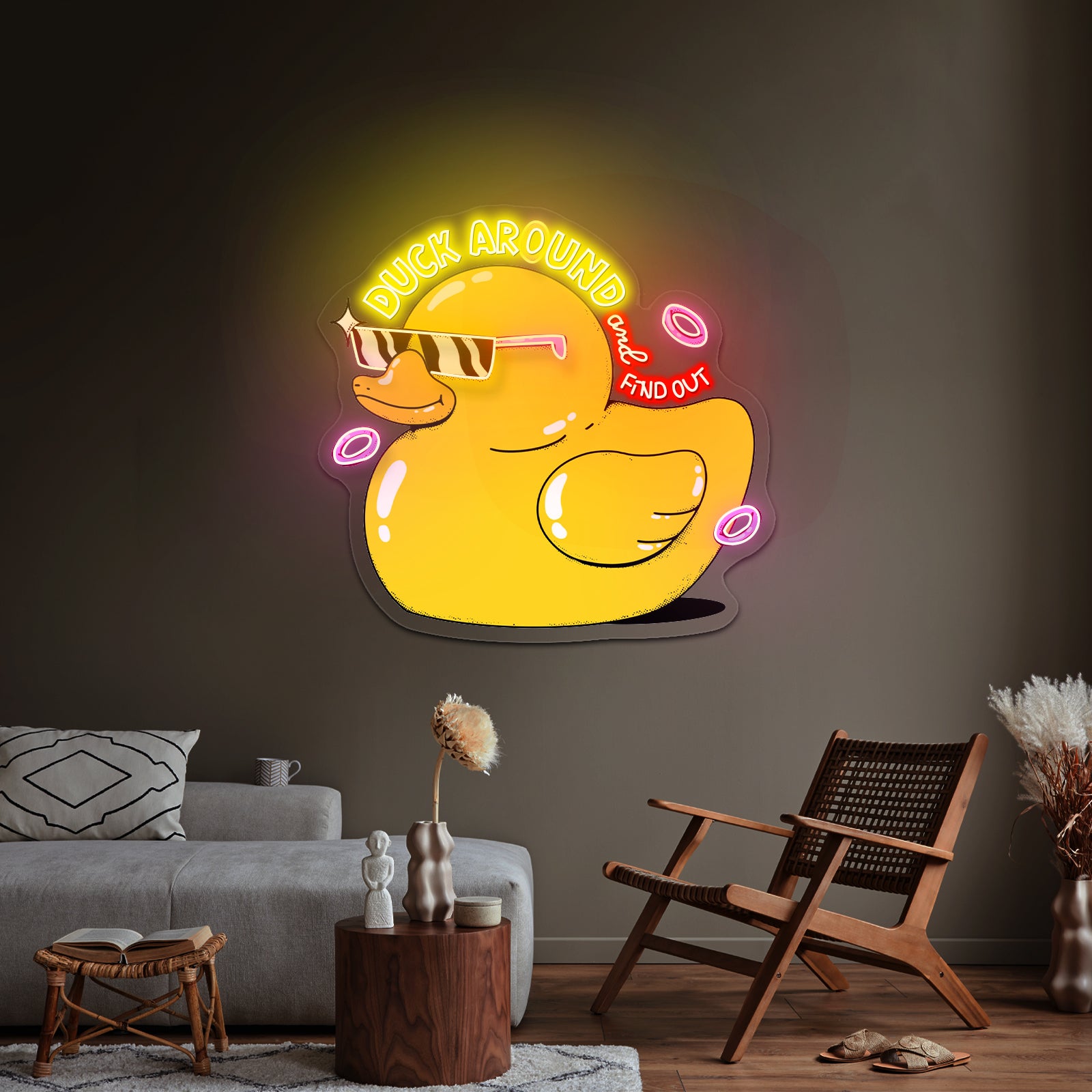 Duck Around And Find Out Rubber Duck Cute Led Neon Signs For Sale