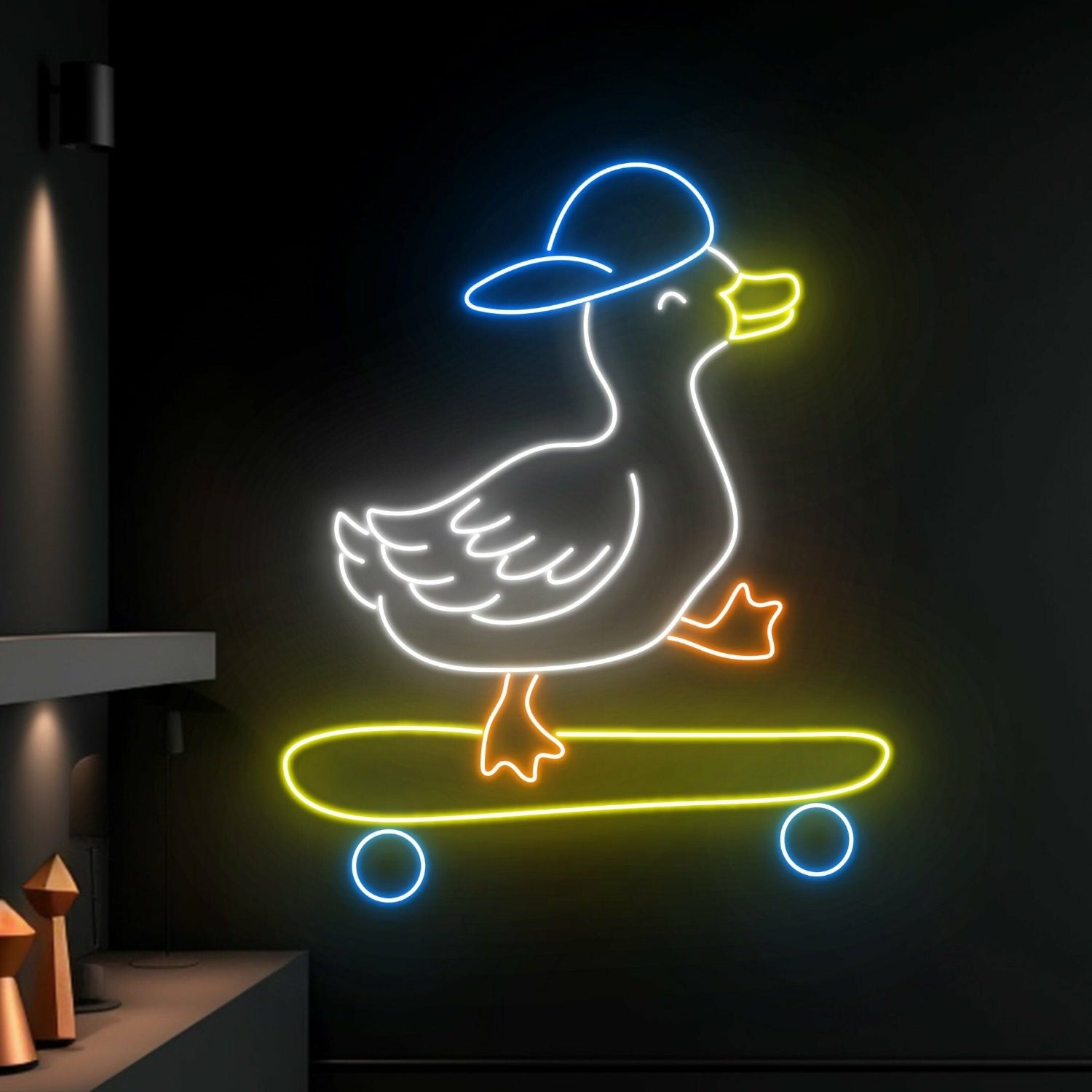 Duck In Hat Skateboarder Led Sign Neon Light For Home Decor | Shineneon
