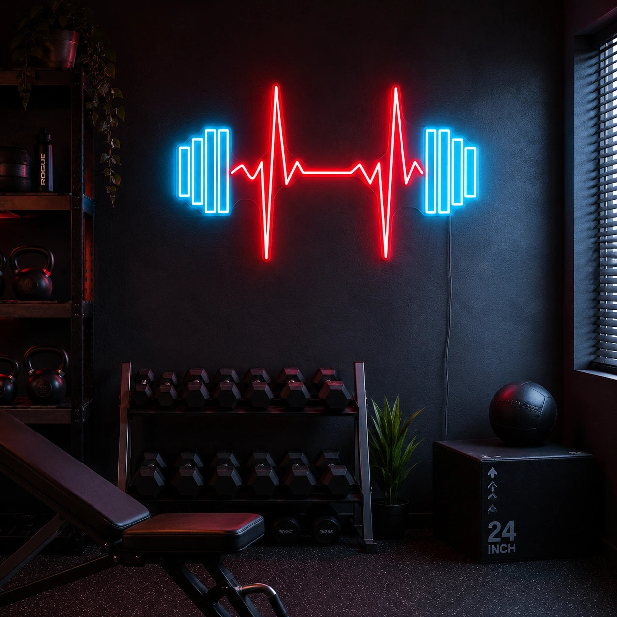 Dumbbell Heartbeat Neon Sign LED Neon Sign real lifestyle scene