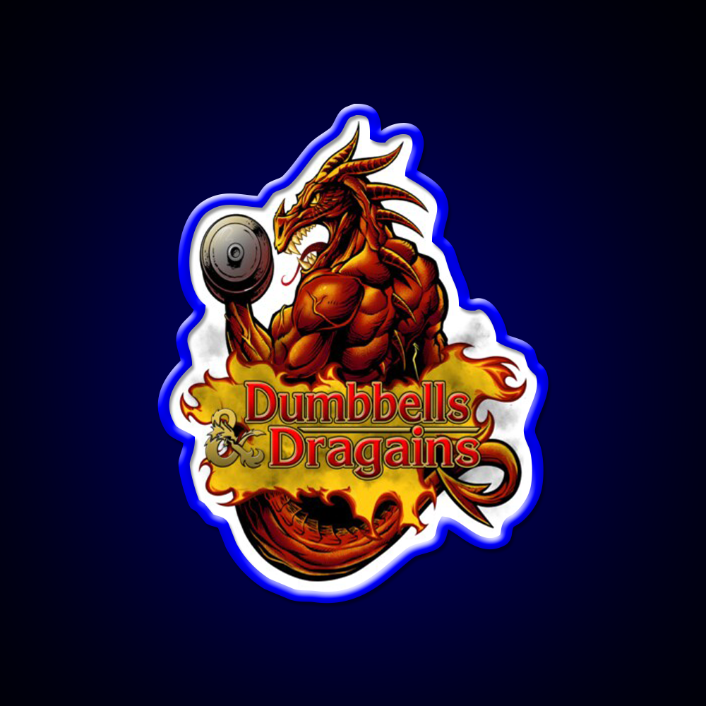 Dumbbells And Dragains Gym Fitness Led Neon Sign Rgb Color