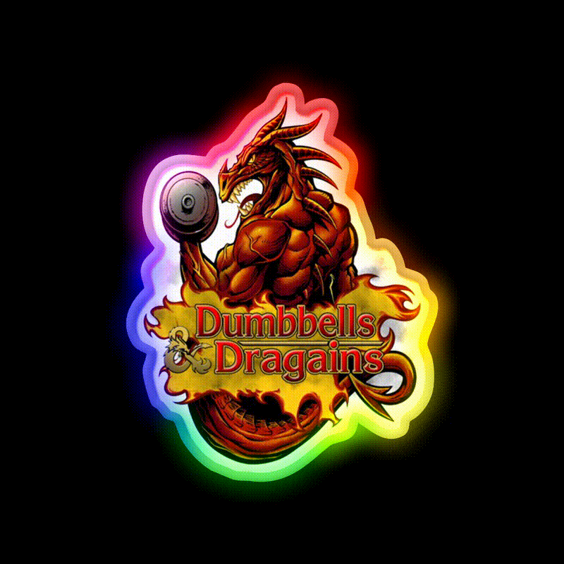 Dumbbells And Dragains Gym Fitness Led Neon Sign Rgb Color