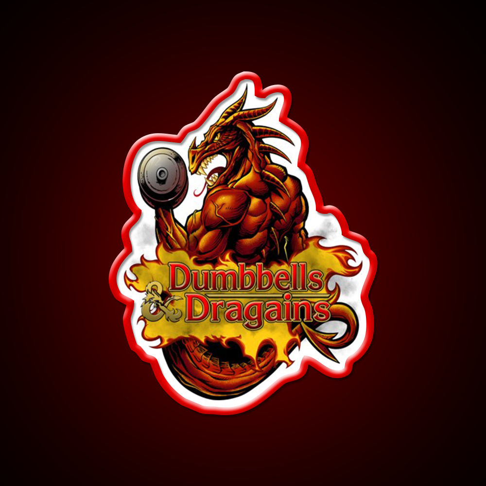 Dumbbells And Dragains Gym Fitness Led Neon Sign Rgb Color