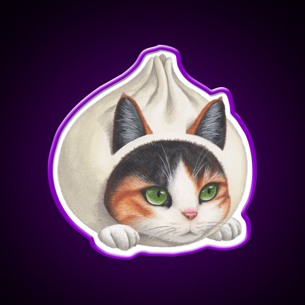 Dumpling Cat Led Neon Sign Chinese Food Rgb Color - Shineneon