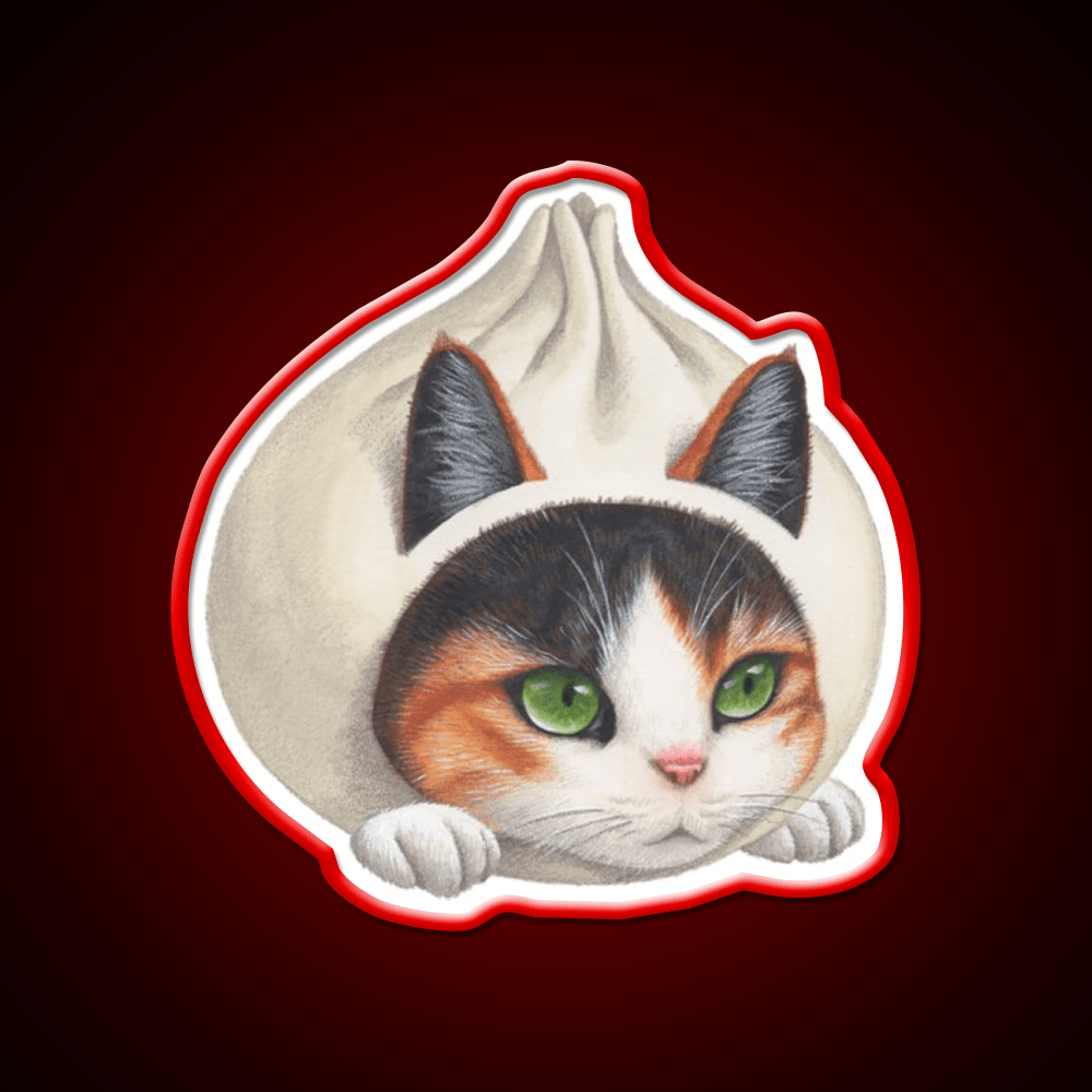 Dumpling Cat Led Neon Sign Chinese Food Rgb Color - Shineneon
