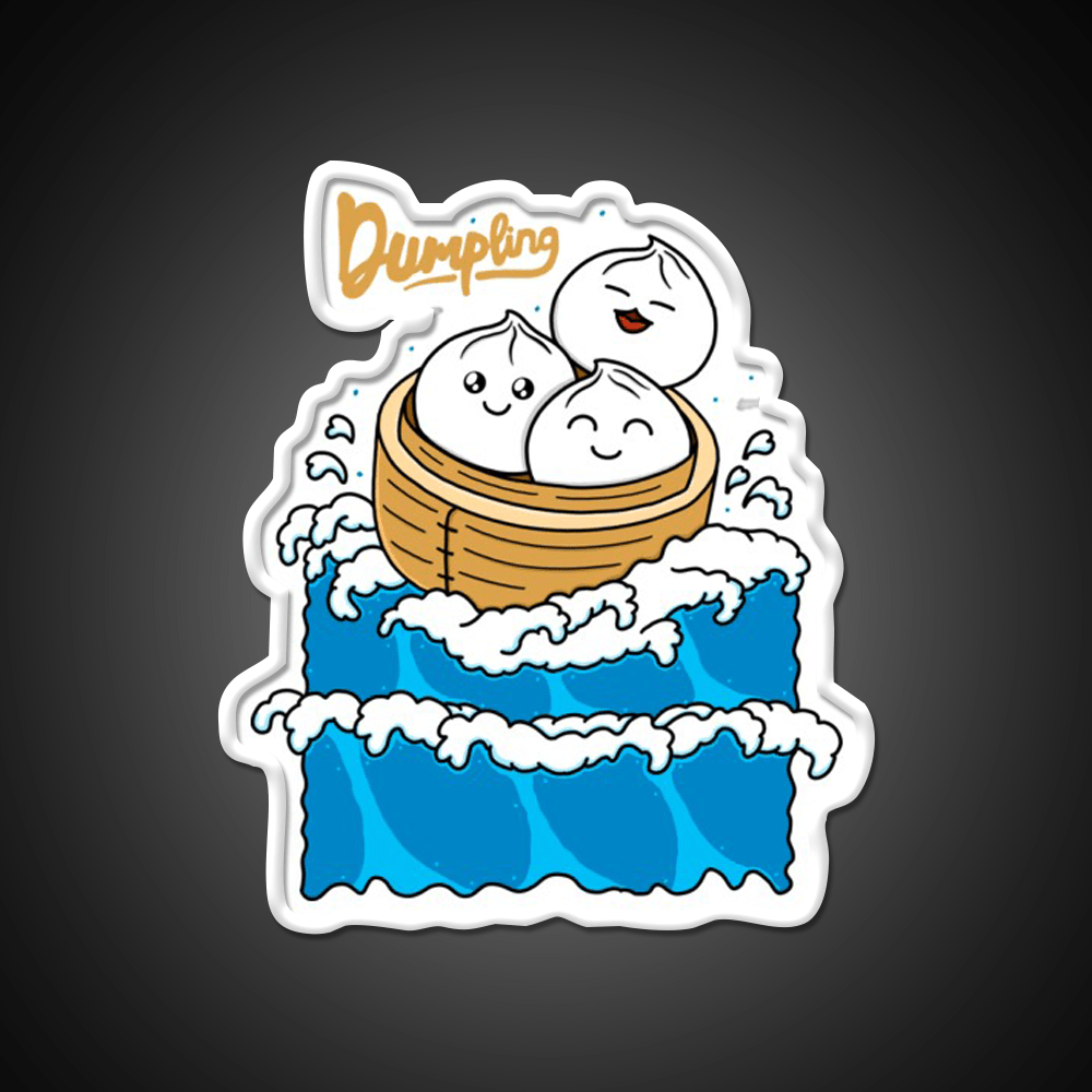 Dumpling In The Wave Led Neon Sign Chinese Food Rgb Color - Shineneon