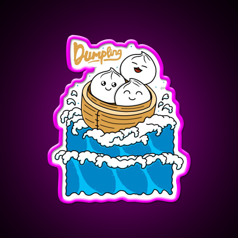 Dumpling In The Wave Led Neon Sign Chinese Food Rgb Color - Shineneon