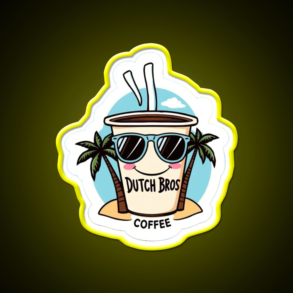 Dutch Bros Coffee Cup With Shades Cafe Led Neon Sign Espresso Bar Art Rgb Color